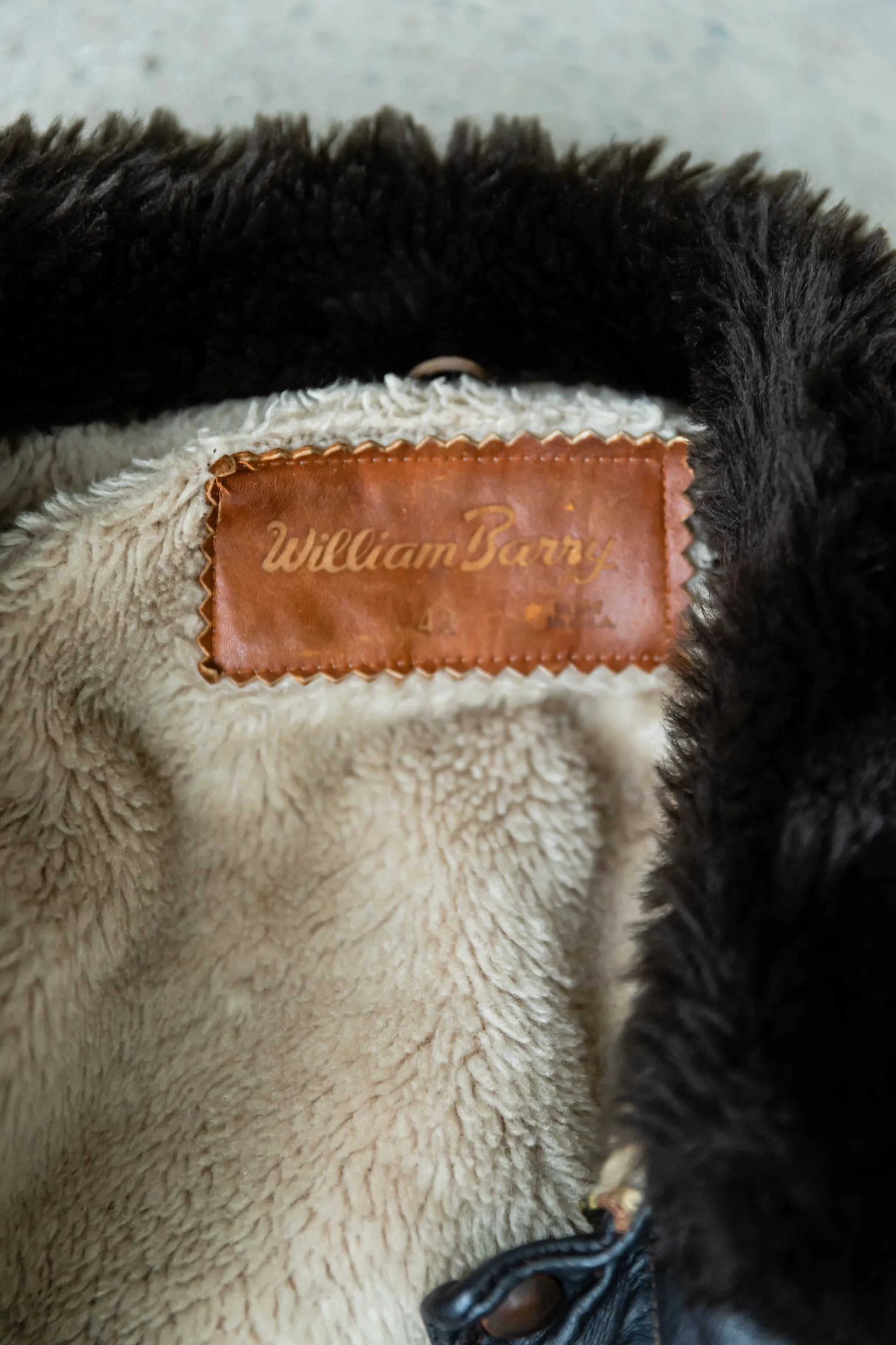 1970's G1 Flight Bomber Aviator Leather jacket with Shearling collar by William Barry