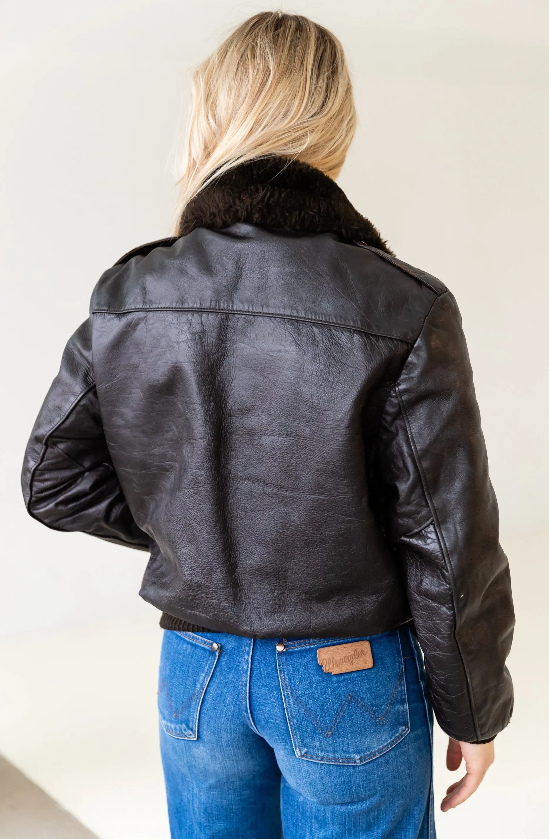 1970's G1 Flight Bomber Aviator Leather jacket with Shearling collar by William Barry