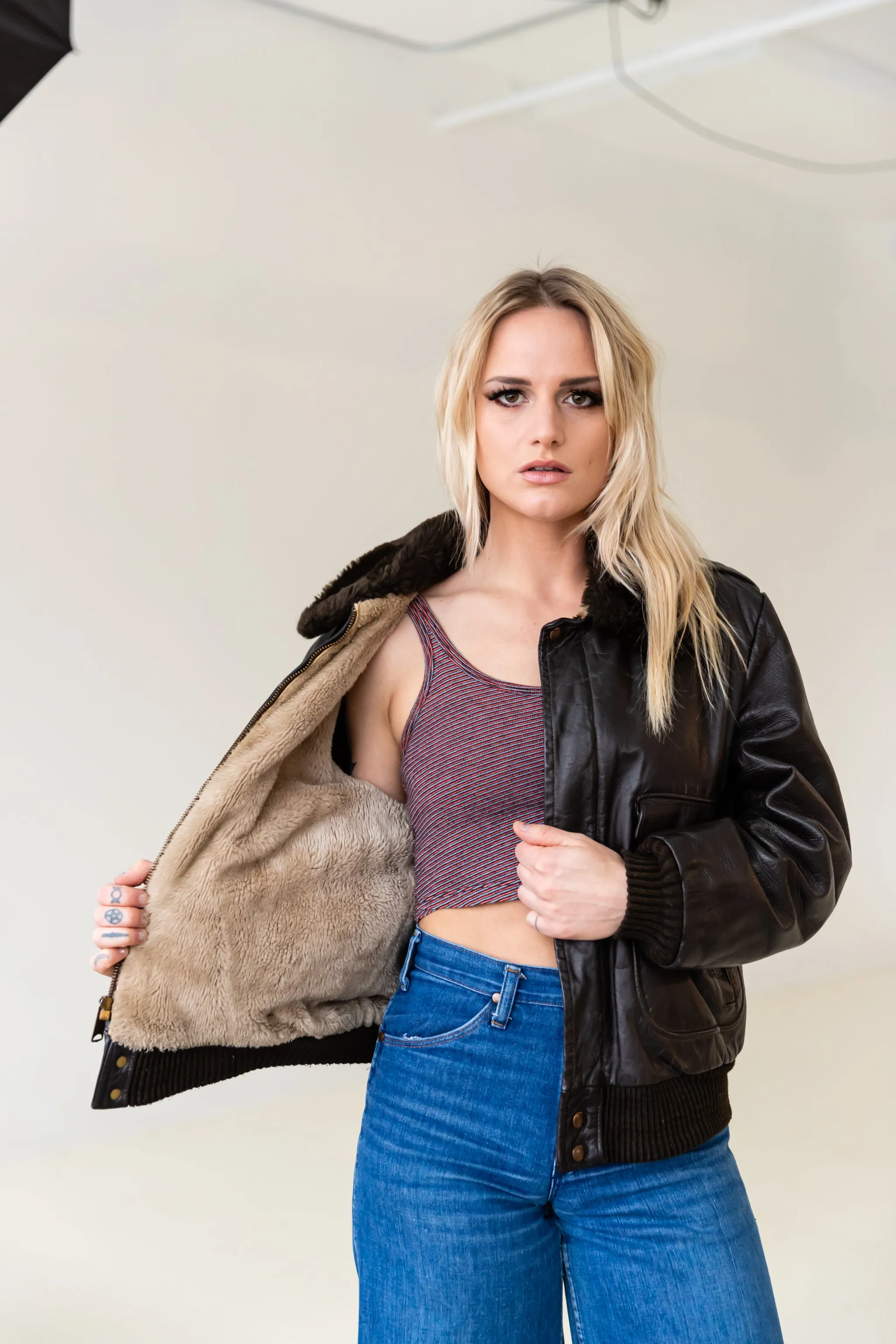 1970's G1 Flight Bomber Aviator Leather jacket with Shearling collar by William Barry
