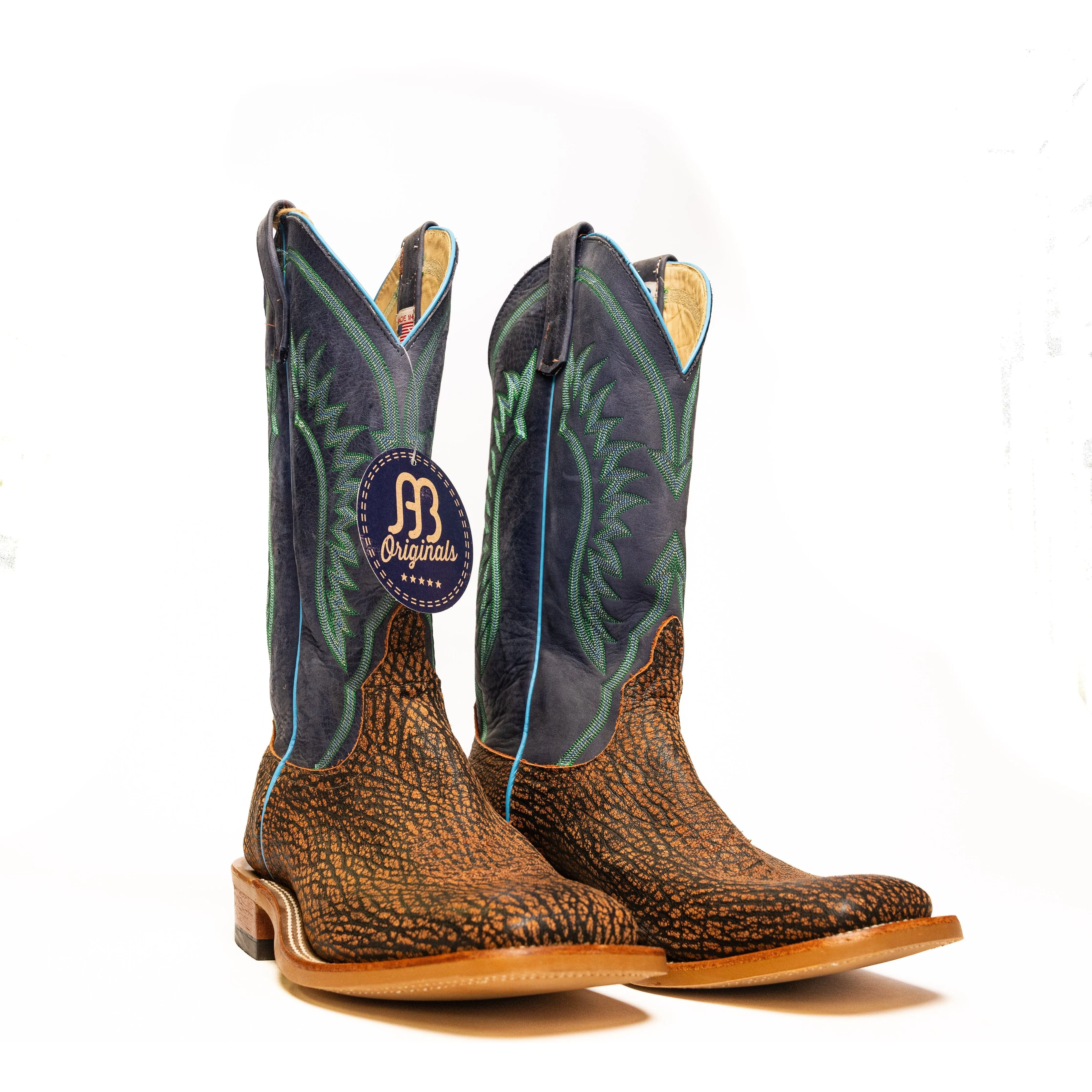 Anderson Bean Cognac Safari Buffalo with Blue Top