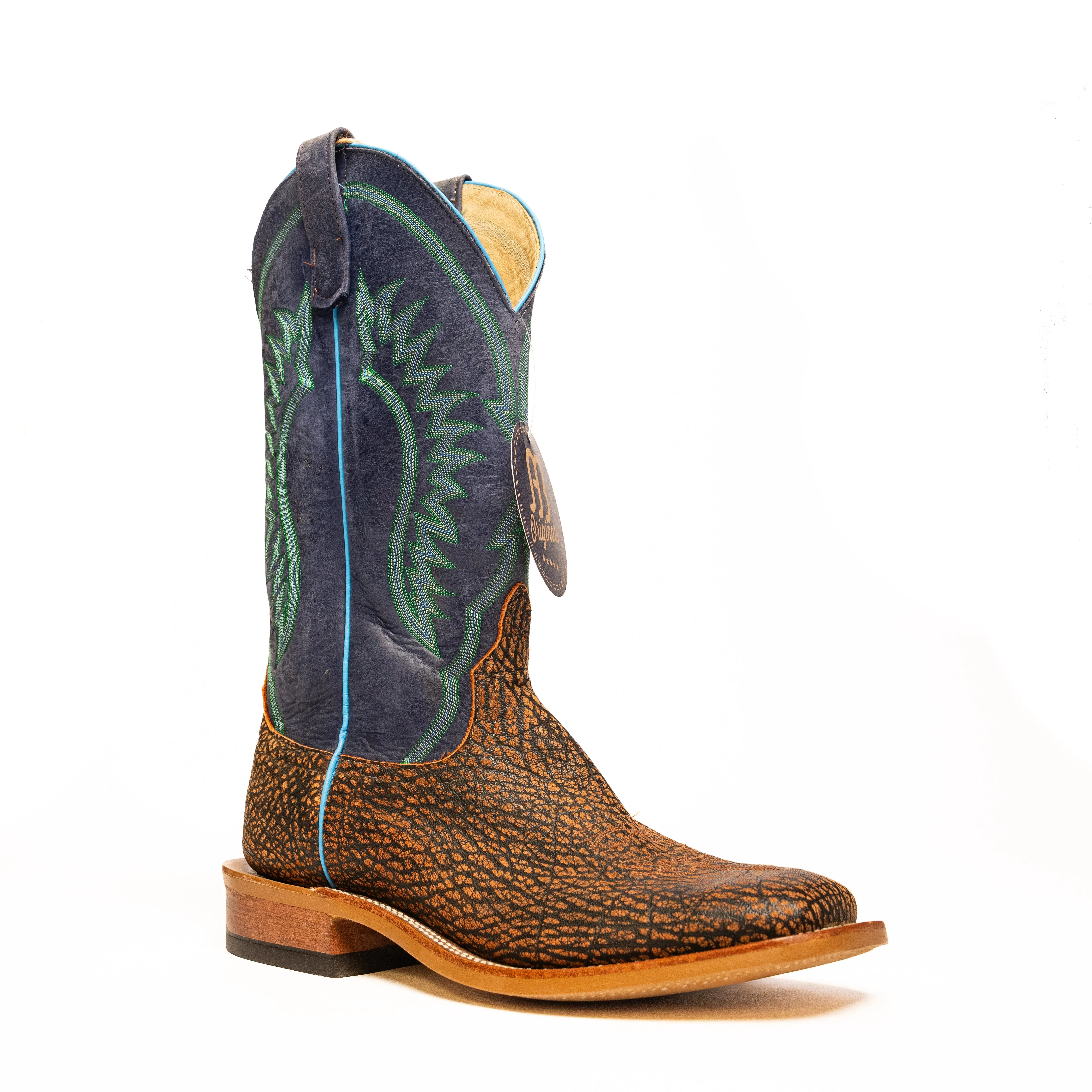 Anderson Bean Cognac Safari Buffalo with Blue Top
