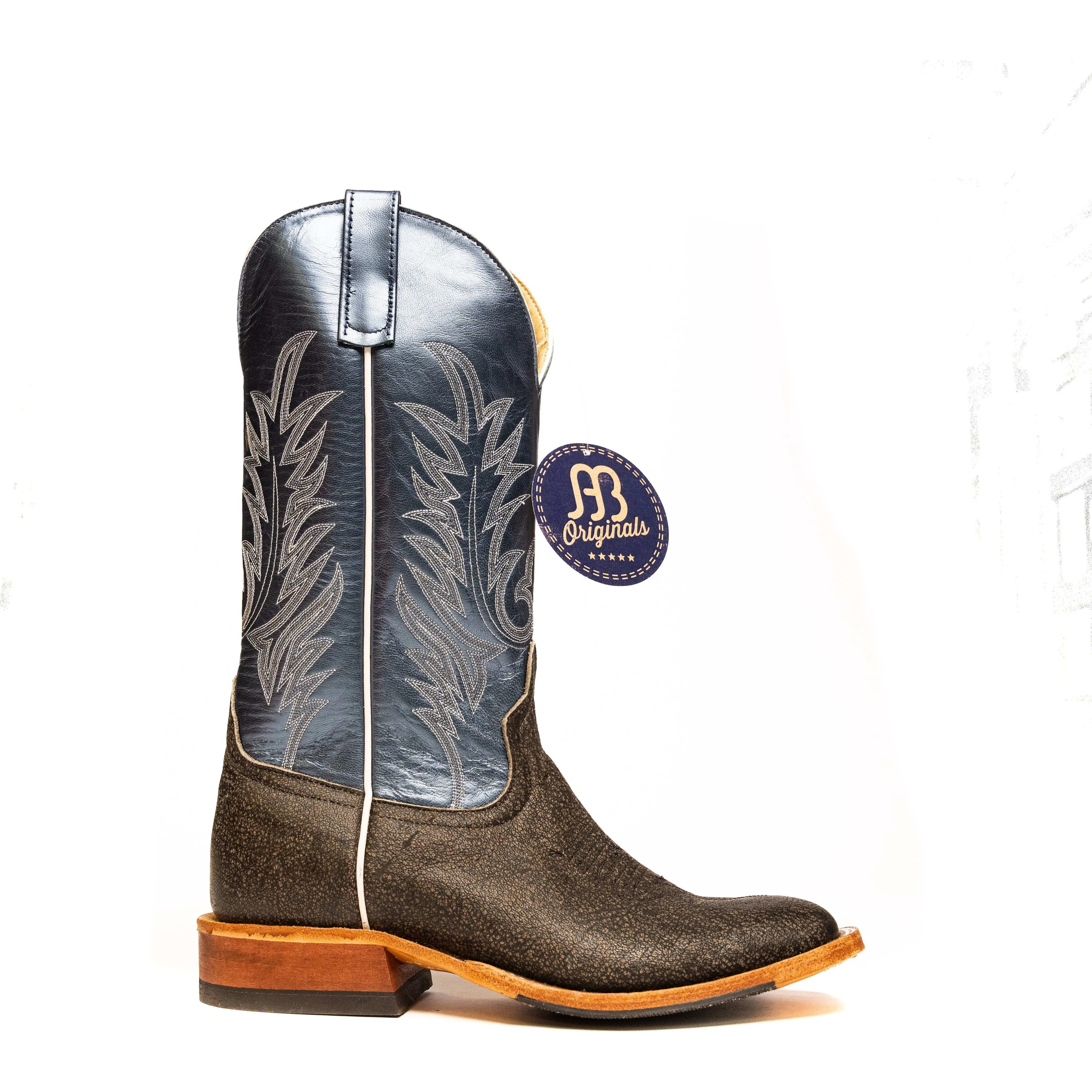 Anderson Bean Gray Safari Buffalo with Blue Luster Kidskin Top