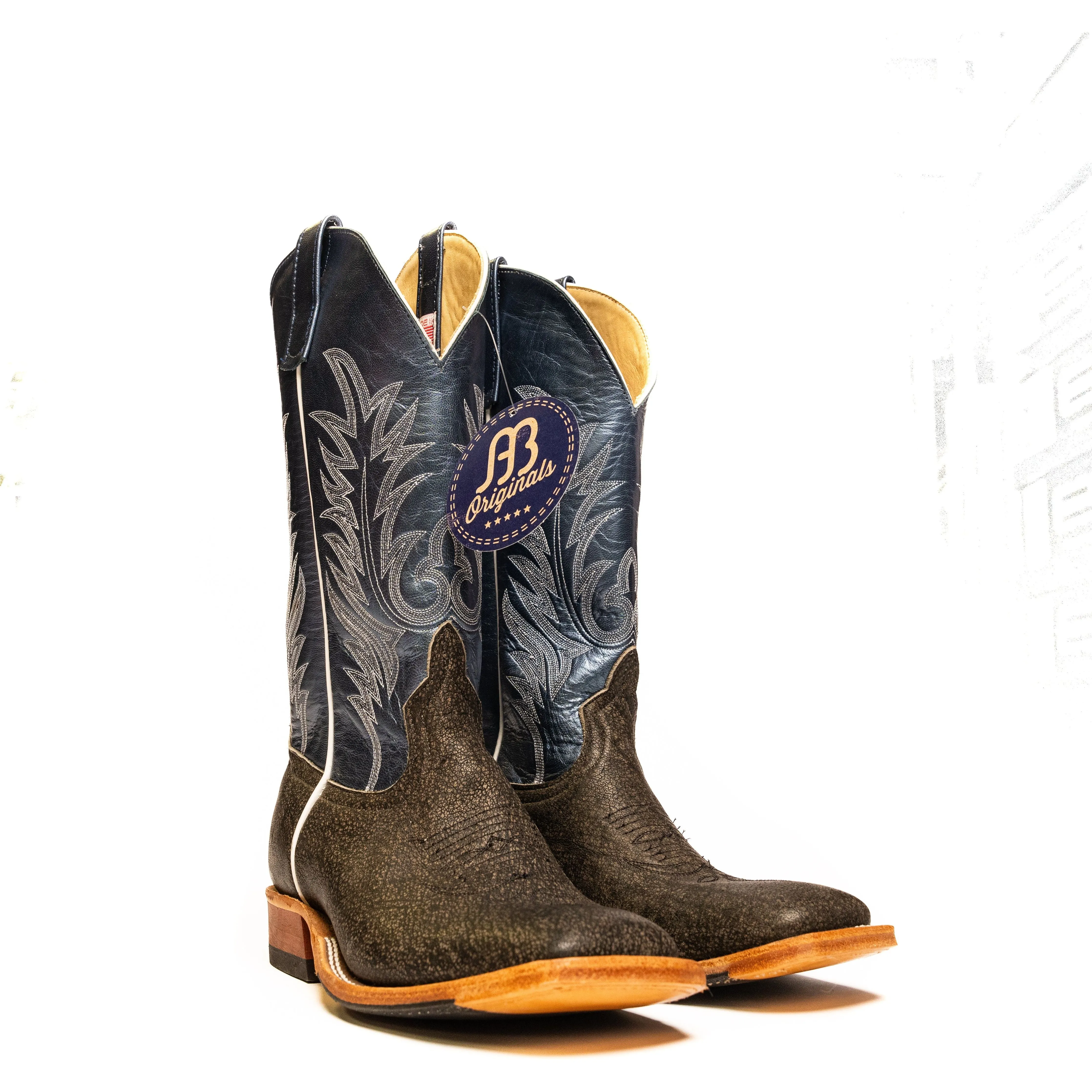 Anderson Bean Gray Safari Buffalo with Blue Luster Kidskin Top