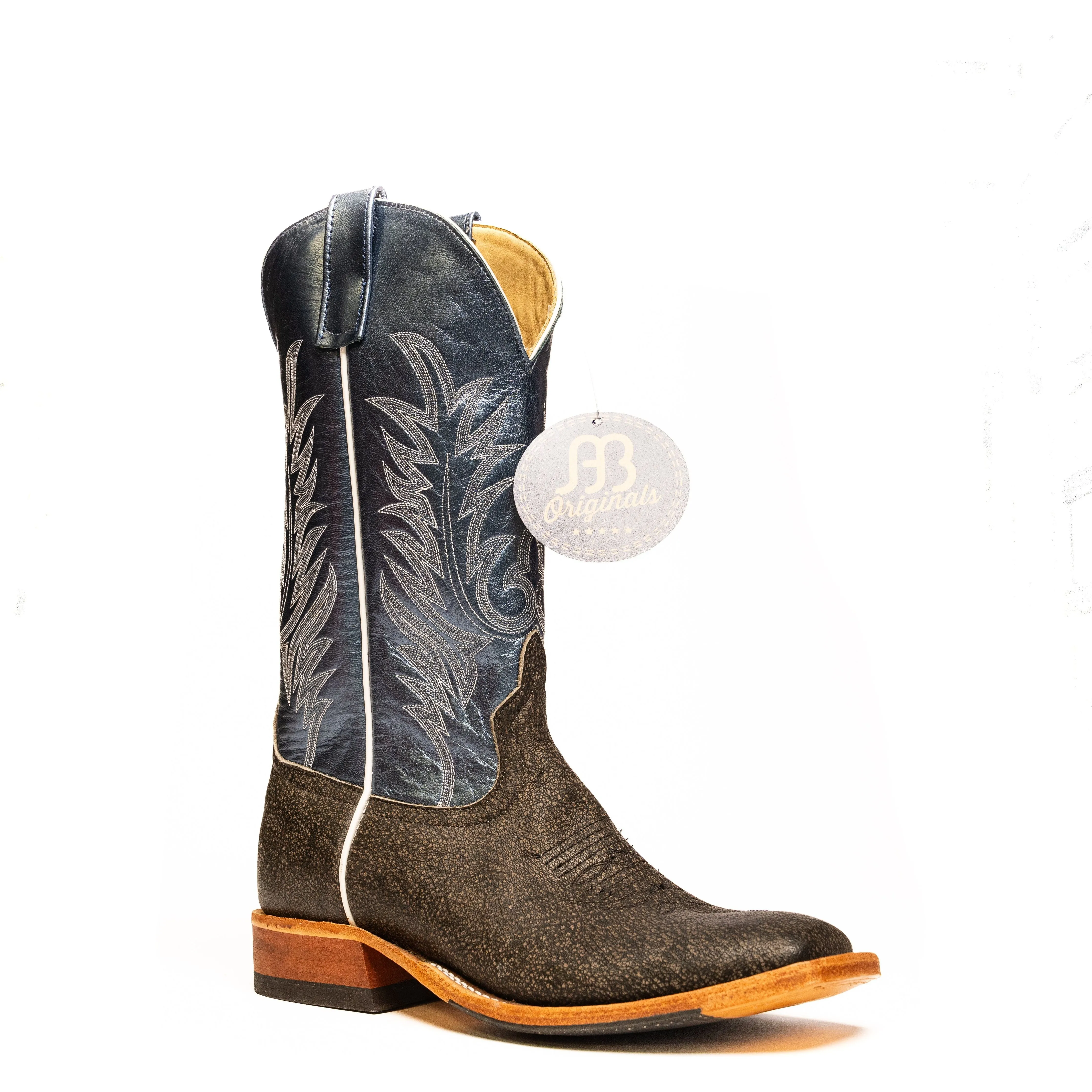 Anderson Bean Gray Safari Buffalo with Blue Luster Kidskin Top