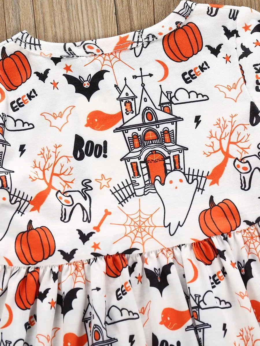 Baby Toddler Girl Halloween Theme Printed Dress