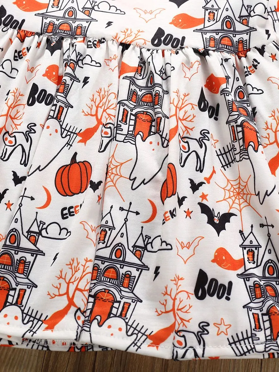 Baby Toddler Girl Halloween Theme Printed Dress