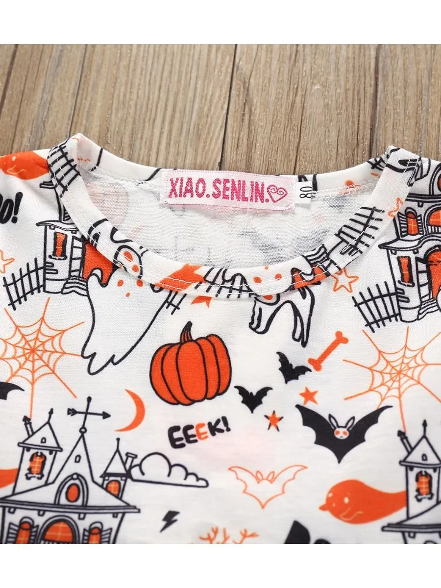 Baby Toddler Girl Halloween Theme Printed Dress