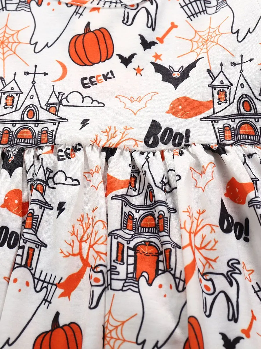 Baby Toddler Girl Halloween Theme Printed Dress