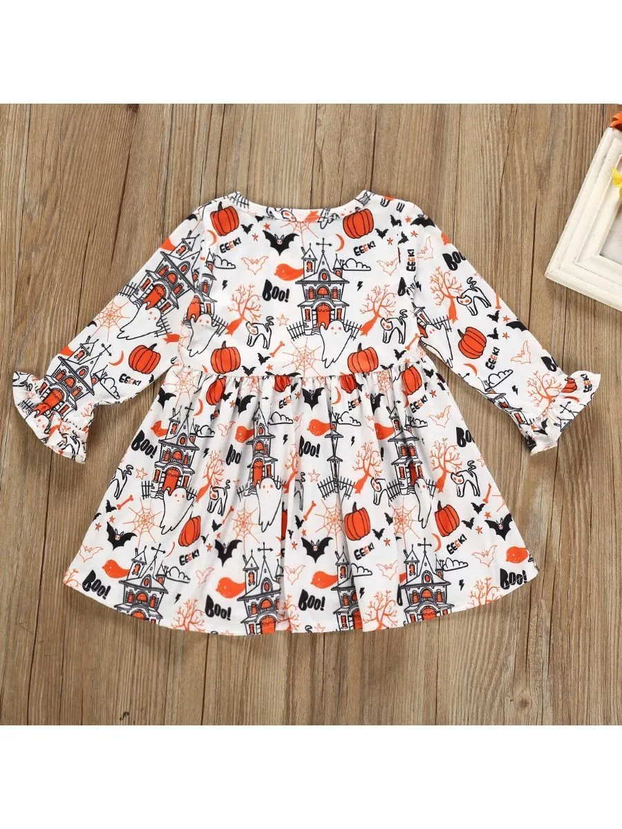 Baby Toddler Girl Halloween Theme Printed Dress