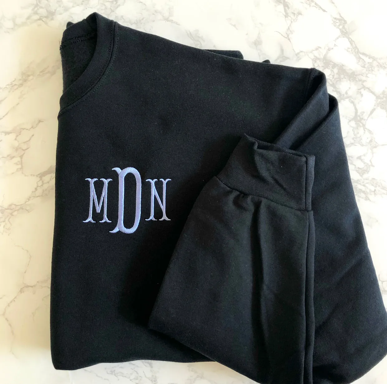 Black Monogram Crewneck