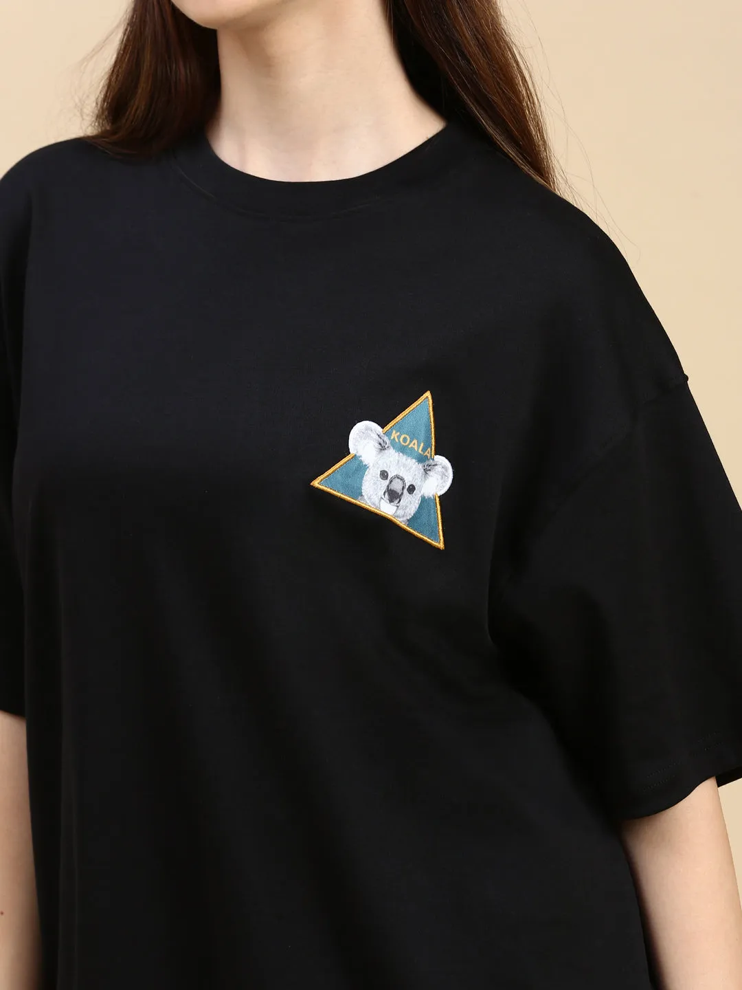 Black Oversized Drop Shoulder Tshirt