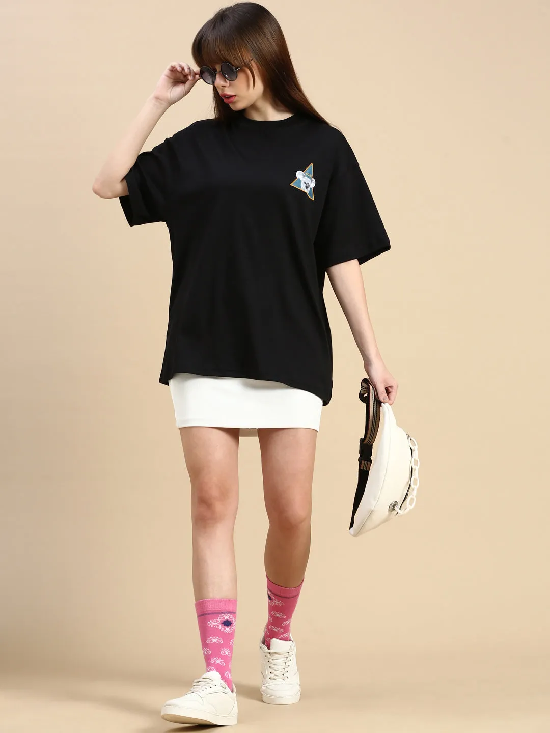Black Oversized Drop Shoulder Tshirt
