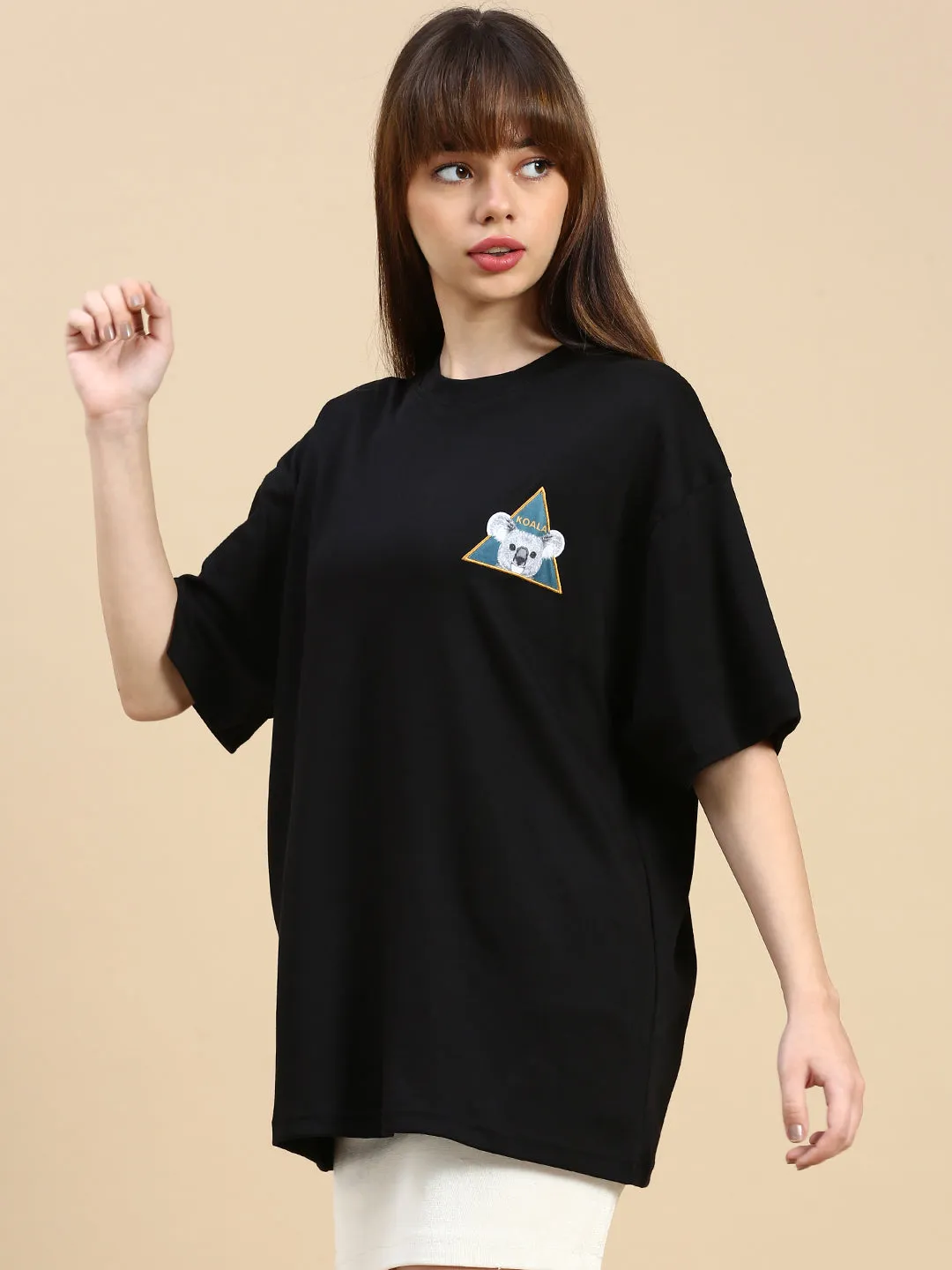 Black Oversized Drop Shoulder Tshirt