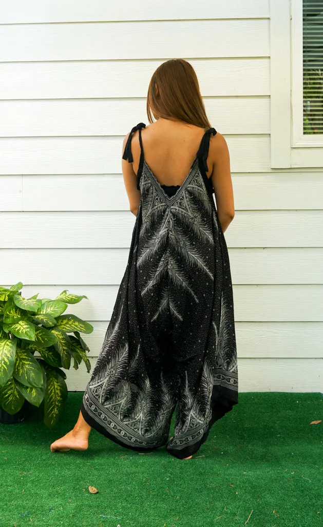 Black Pearl Peacock Boho Jumpsuit