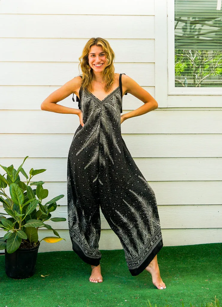 Black Pearl Peacock Boho Jumpsuit