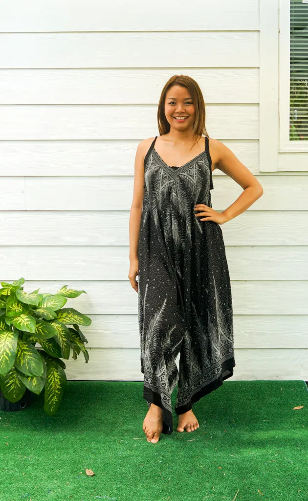 Black Pearl Peacock Boho Jumpsuit