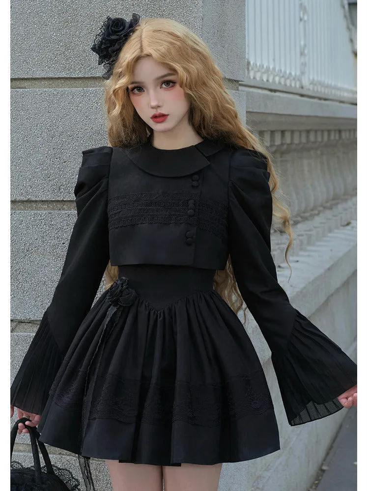 Blouse Lace White   Jacket Dress Black Black Classic Dress Gothic And Night Ruffle Traveler