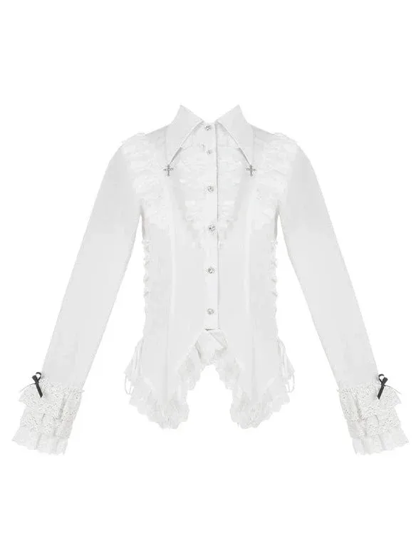 Blouse Lace White   Jacket Dress Black Black Classic Dress Gothic And Night Ruffle Traveler