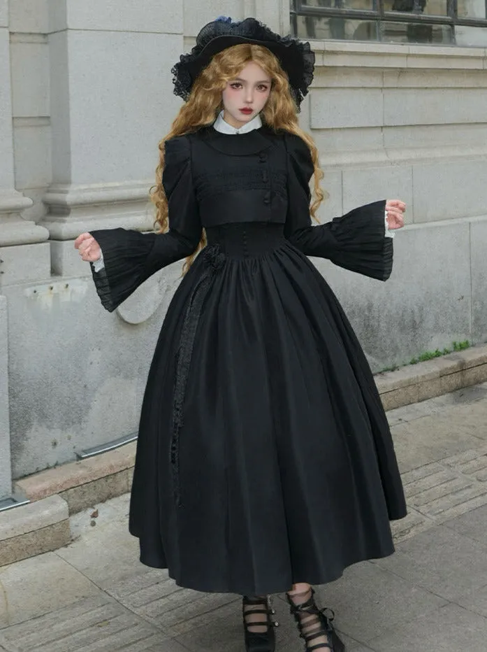 Blouse Lace White   Jacket Dress Black Black Classic Dress Gothic And Night Ruffle Traveler