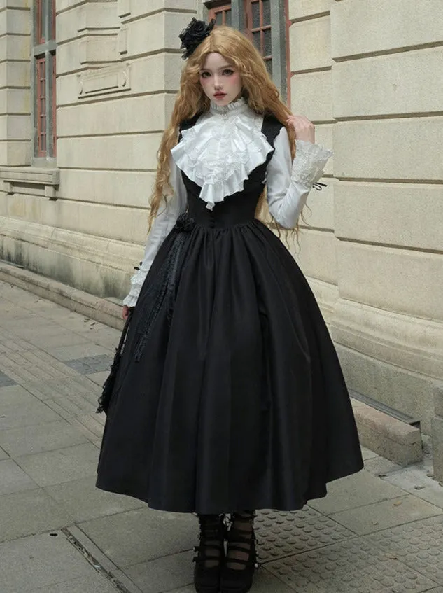 Blouse Lace White   Jacket Dress Black Black Classic Dress Gothic And Night Ruffle Traveler