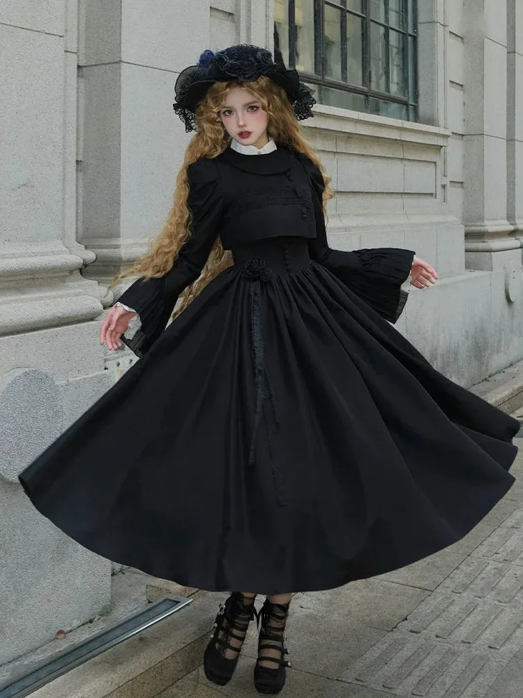 Blouse Lace White   Jacket Dress Black Black Classic Dress Gothic And Night Ruffle Traveler