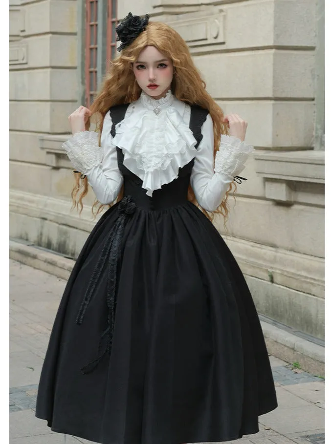 Blouse Lace White   Jacket Dress Black Black Classic Dress Gothic And Night Ruffle Traveler