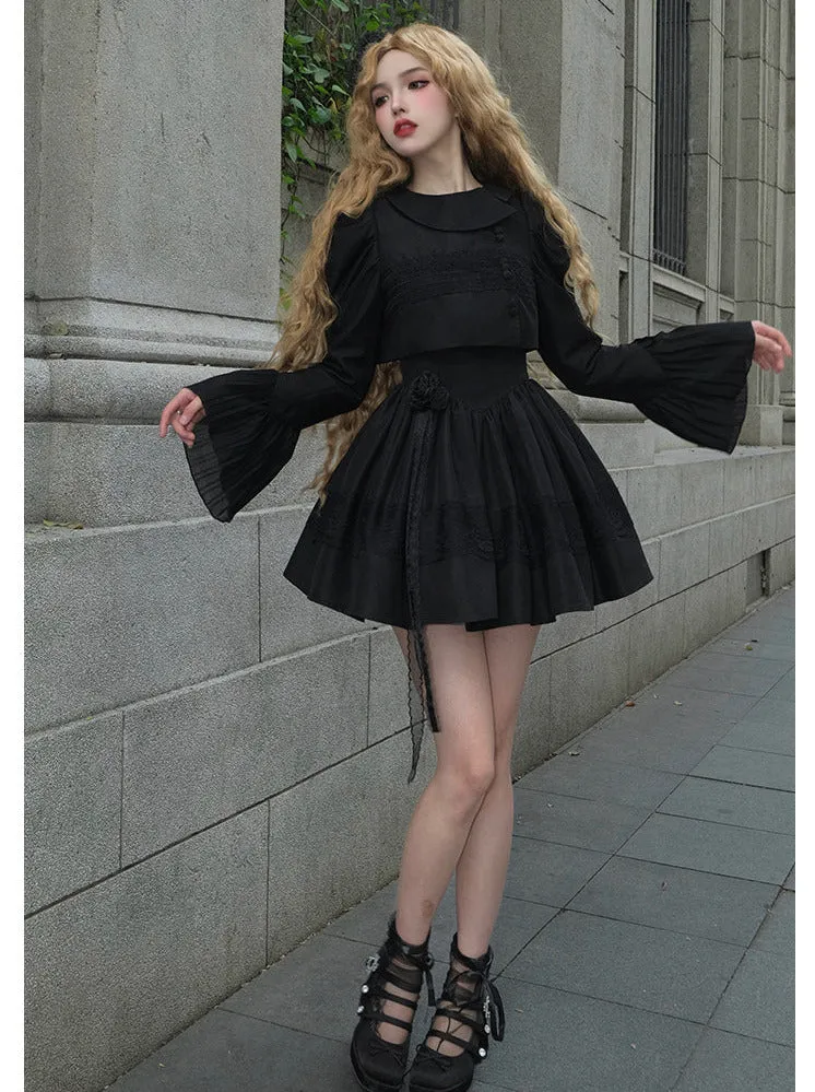 Blouse Lace White   Jacket Dress Black Black Classic Dress Gothic And Night Ruffle Traveler