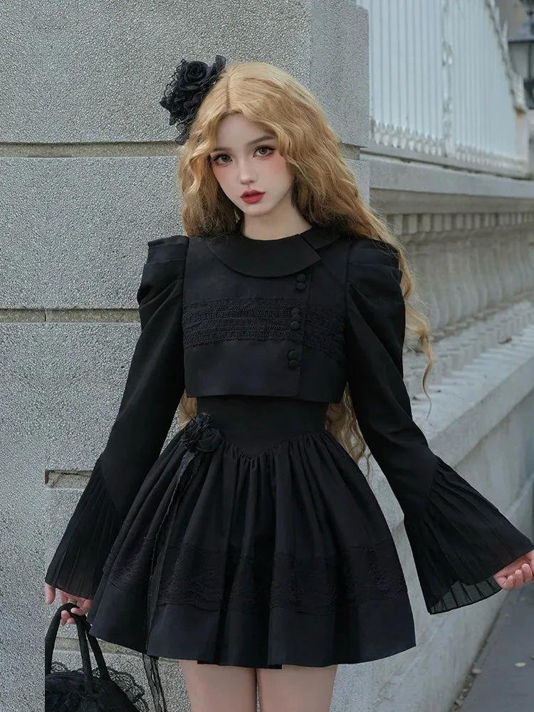 Blouse Lace White   Jacket Dress Black Black Classic Dress Gothic And Night Ruffle Traveler