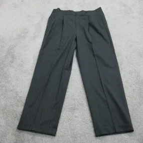 Brooks Brothers Mens Striped Straight Leg Dress Pants High Rise Black Size 36X26