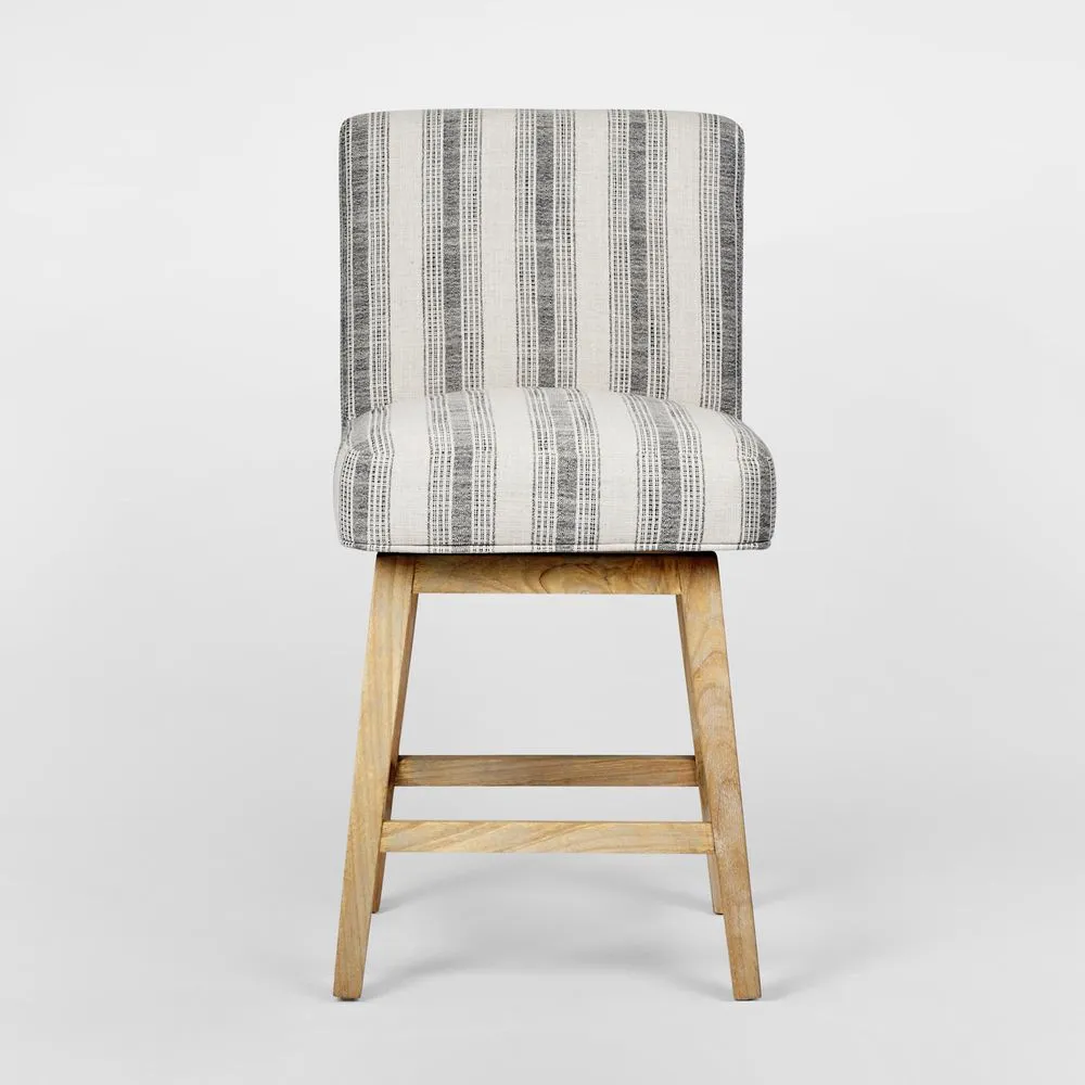 Cape Swivel Counter Stool Charcoal/White Stripe