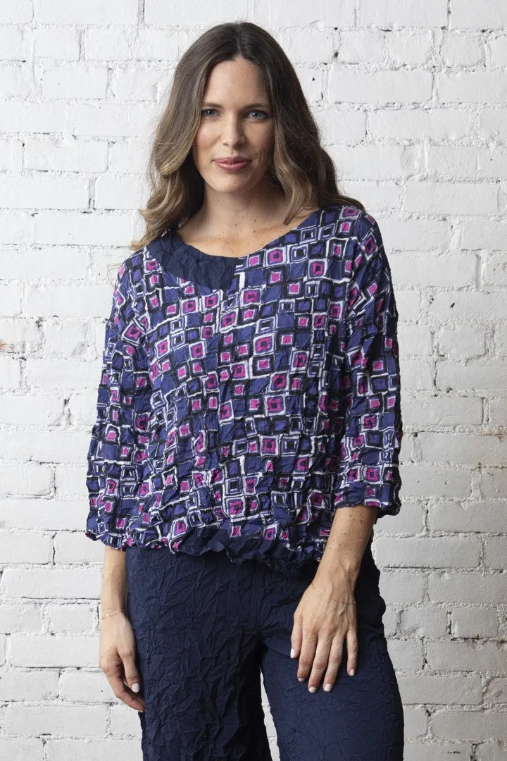 Crimped Crepe Squared Bias Pullover