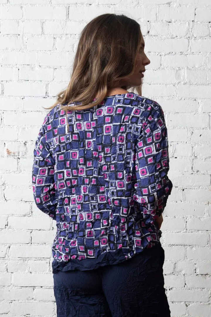 Crimped Crepe Squared Bias Pullover