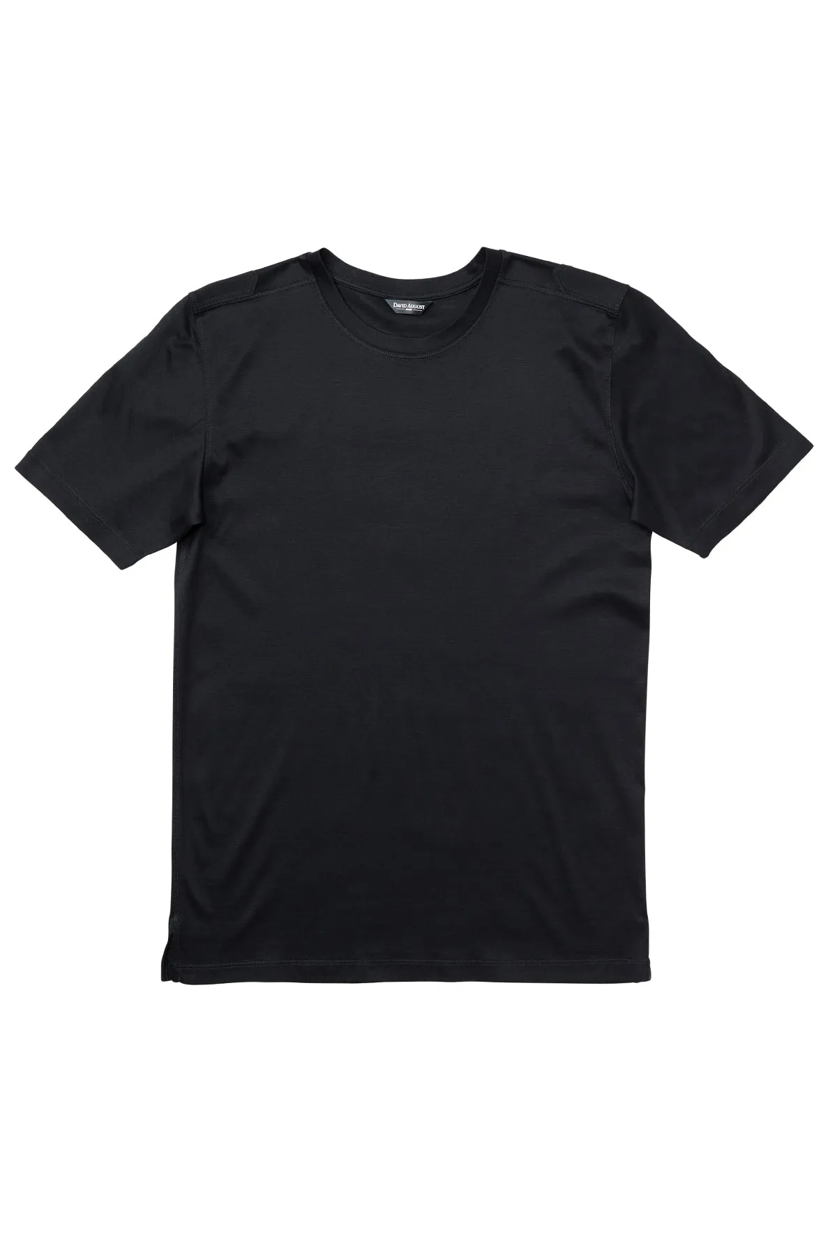 David August Mercerized Cotton T-Shirt Crew Neck  Black