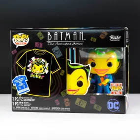 DC Comics Joker Blacklight Pop! Vinyl and Tee Set