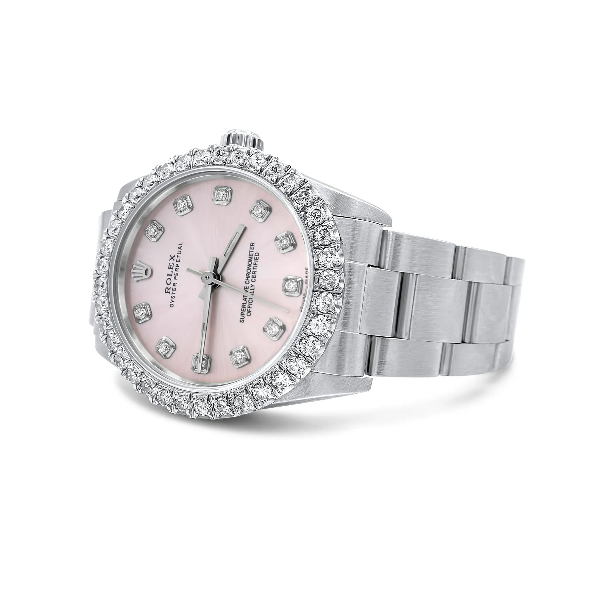 Diamond Rolex Date Just 31mm Stainless Steel 2.25 ctw