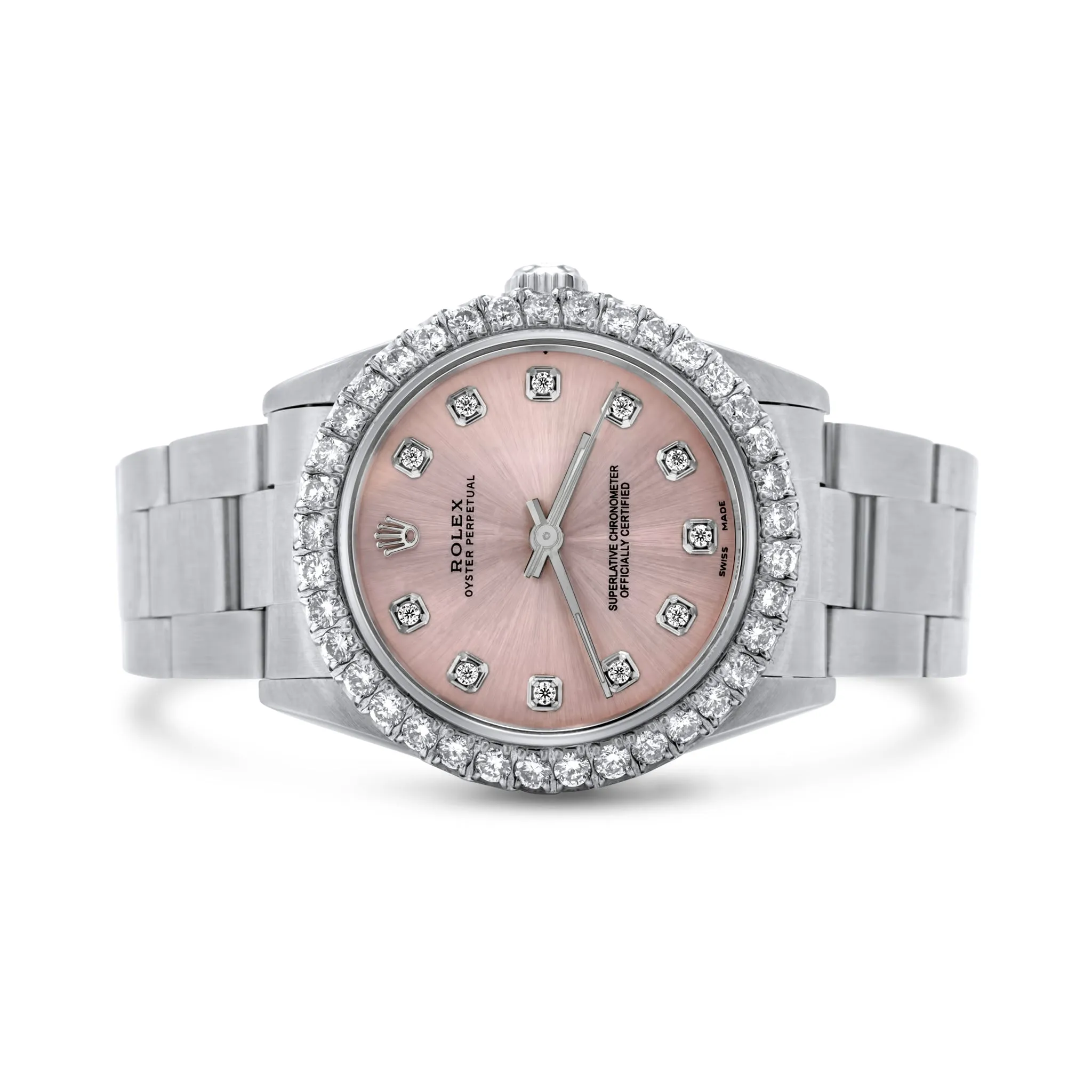 Diamond Rolex Date Just 31mm Stainless Steel 2.25 ctw