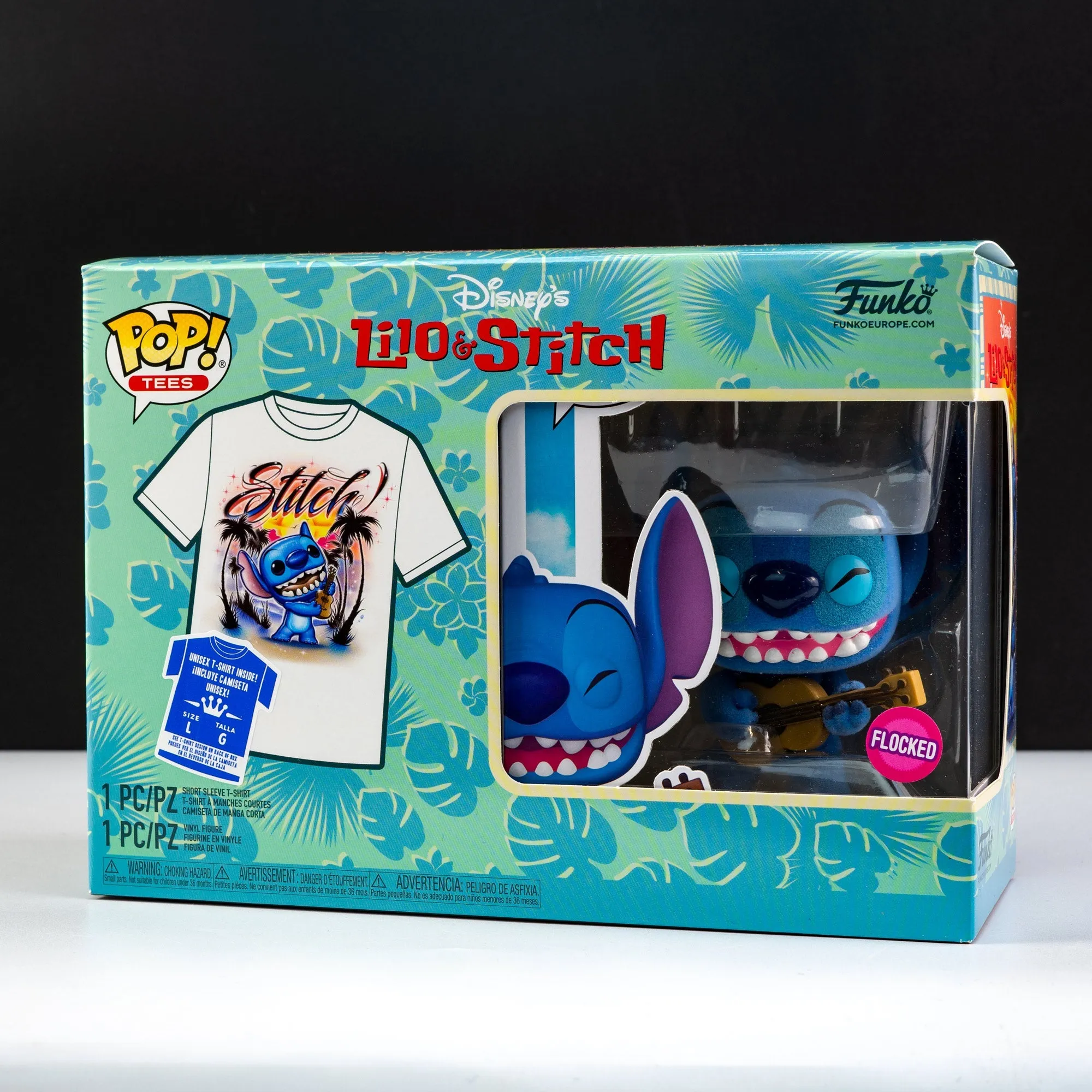 Disney Lilo and Stitch - Stitch with Ukulele Flocked Pop! Vinyl and Tee Set