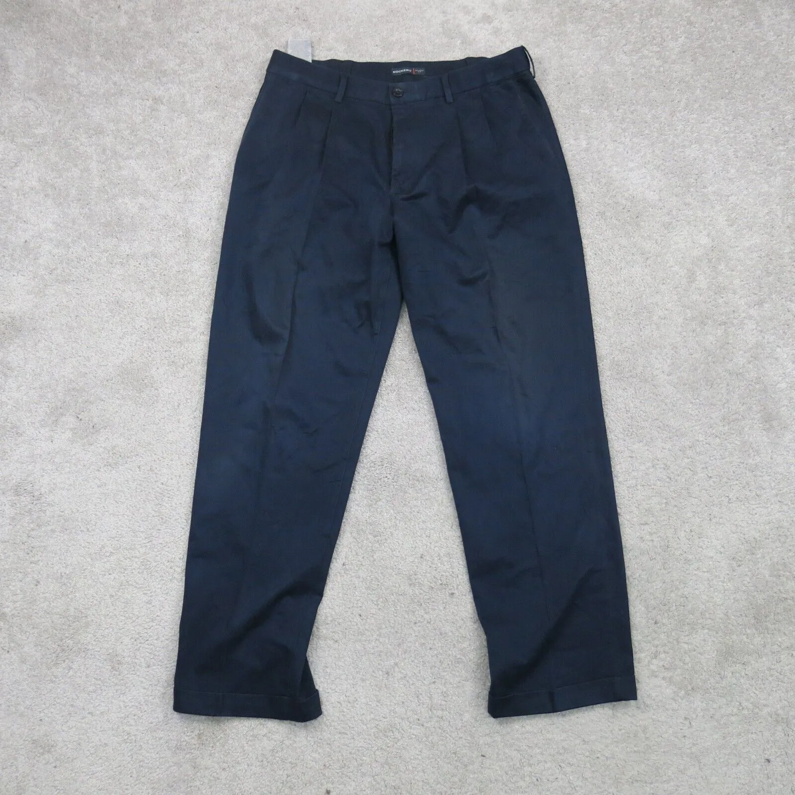 Dockers Mens Straight Leg Dress Pant Relaxed Fit Mid Rise Pockets Black W34XL32