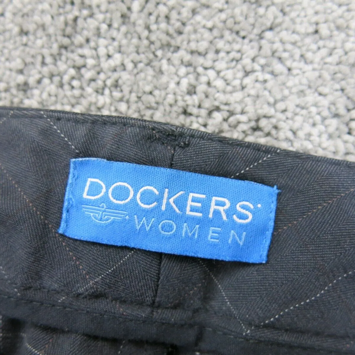 Dockers Womens Dress Pants Tapered Leg High Rise Flat Front Plaid Black Size W32