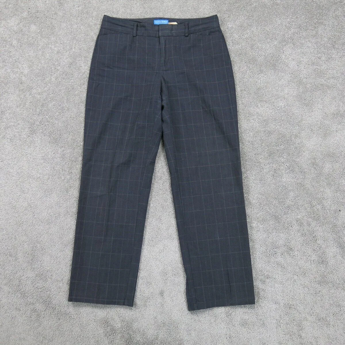 Dockers Womens Dress Pants Tapered Leg High Rise Flat Front Plaid Black Size W32