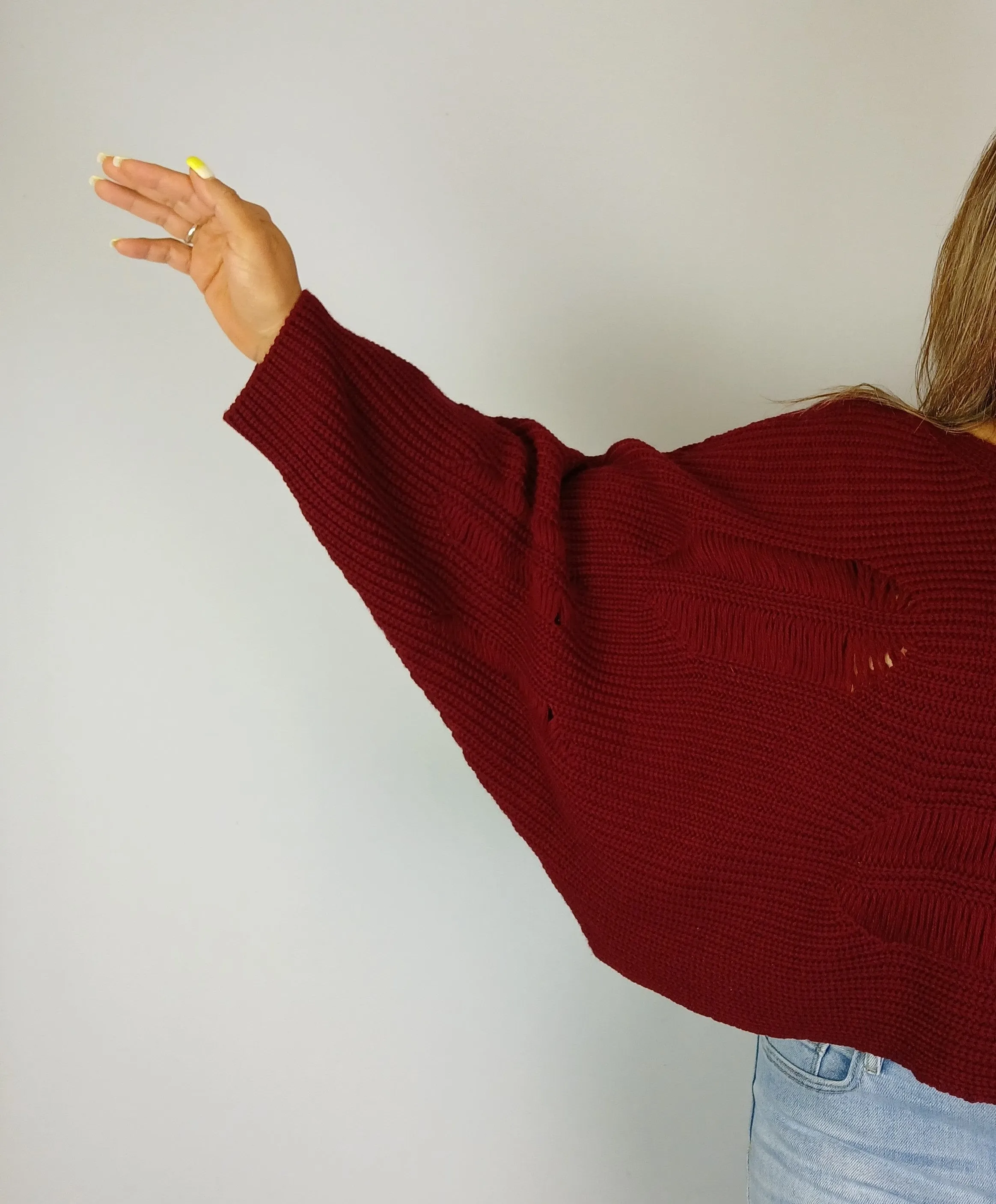 Drop Stitch Oversized Sweater (D9341) Cordovan