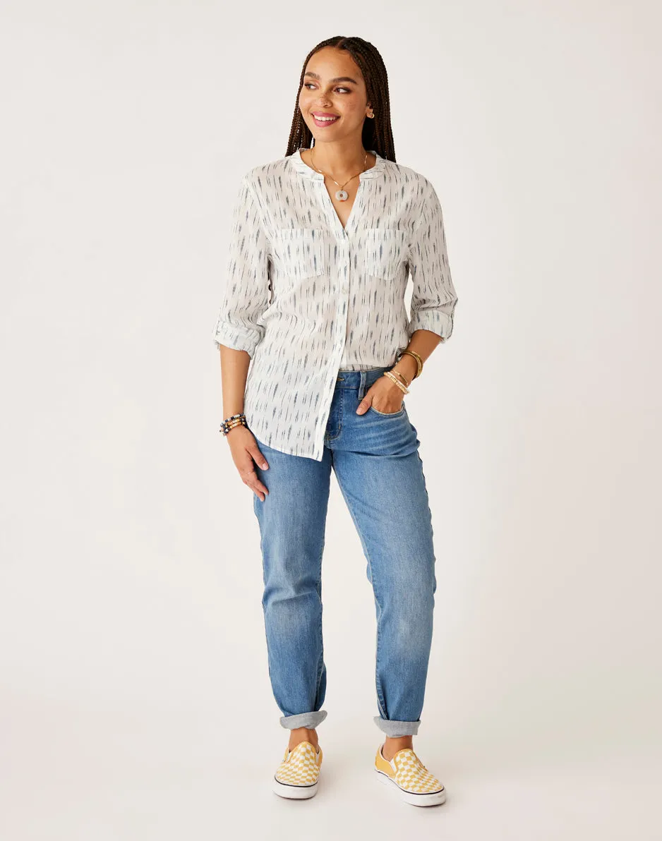 Dylan Gauze Tunic: Azul Ikat