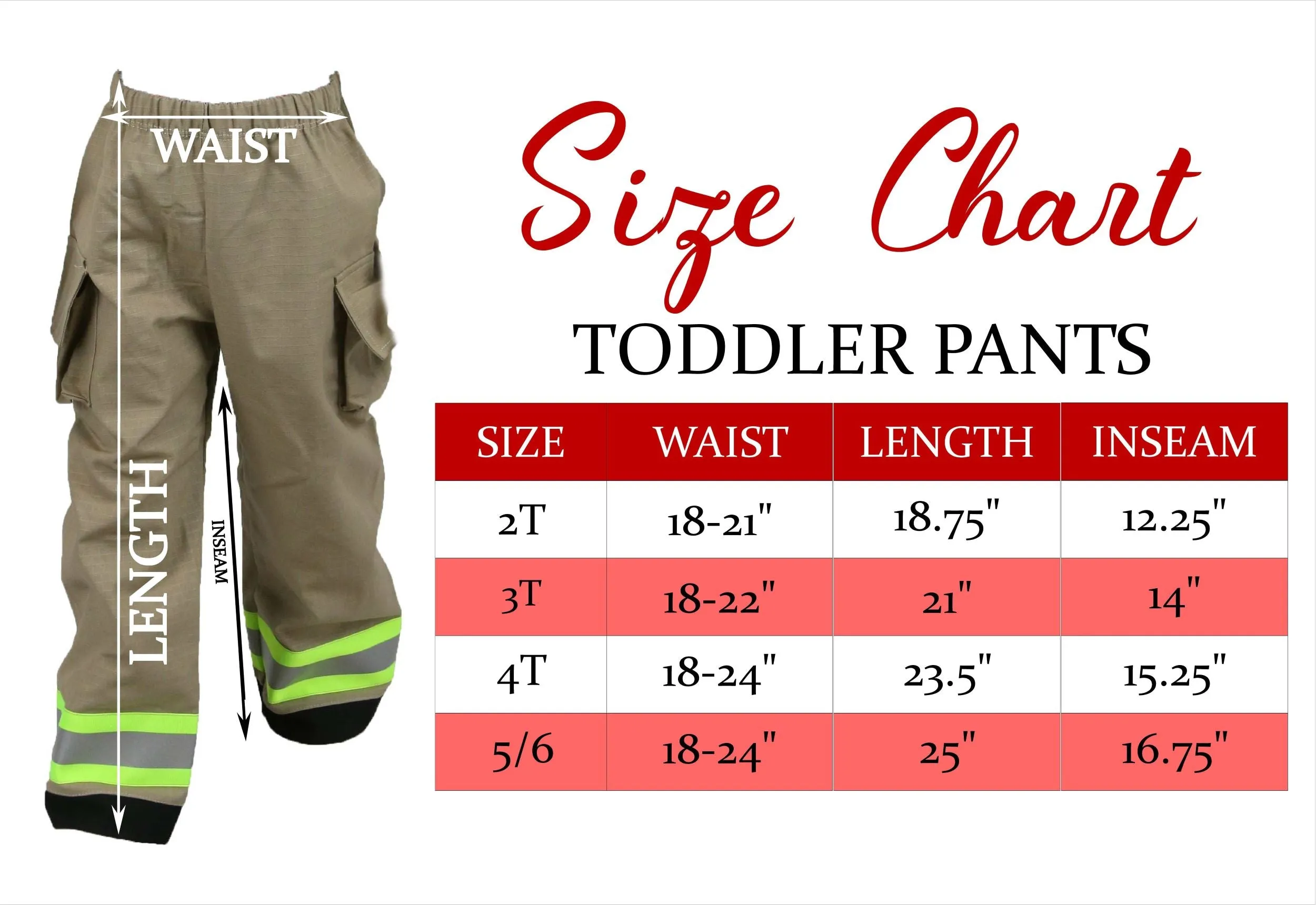 Firefighter Toddler Pants (ONE PAIR)