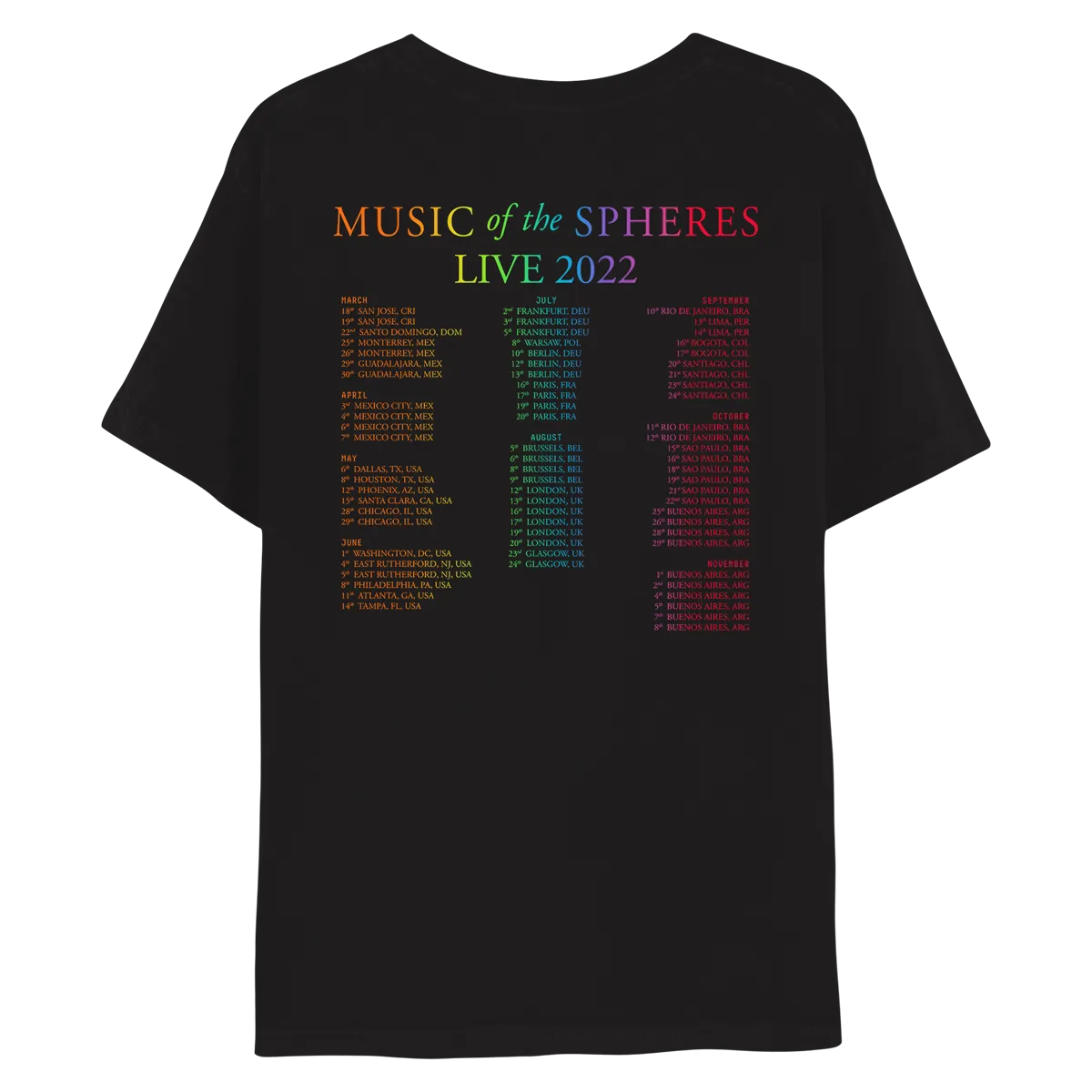 Frankfurt Jul 2 Music Of The Spheres Limited Edition 2022 Tour Tee