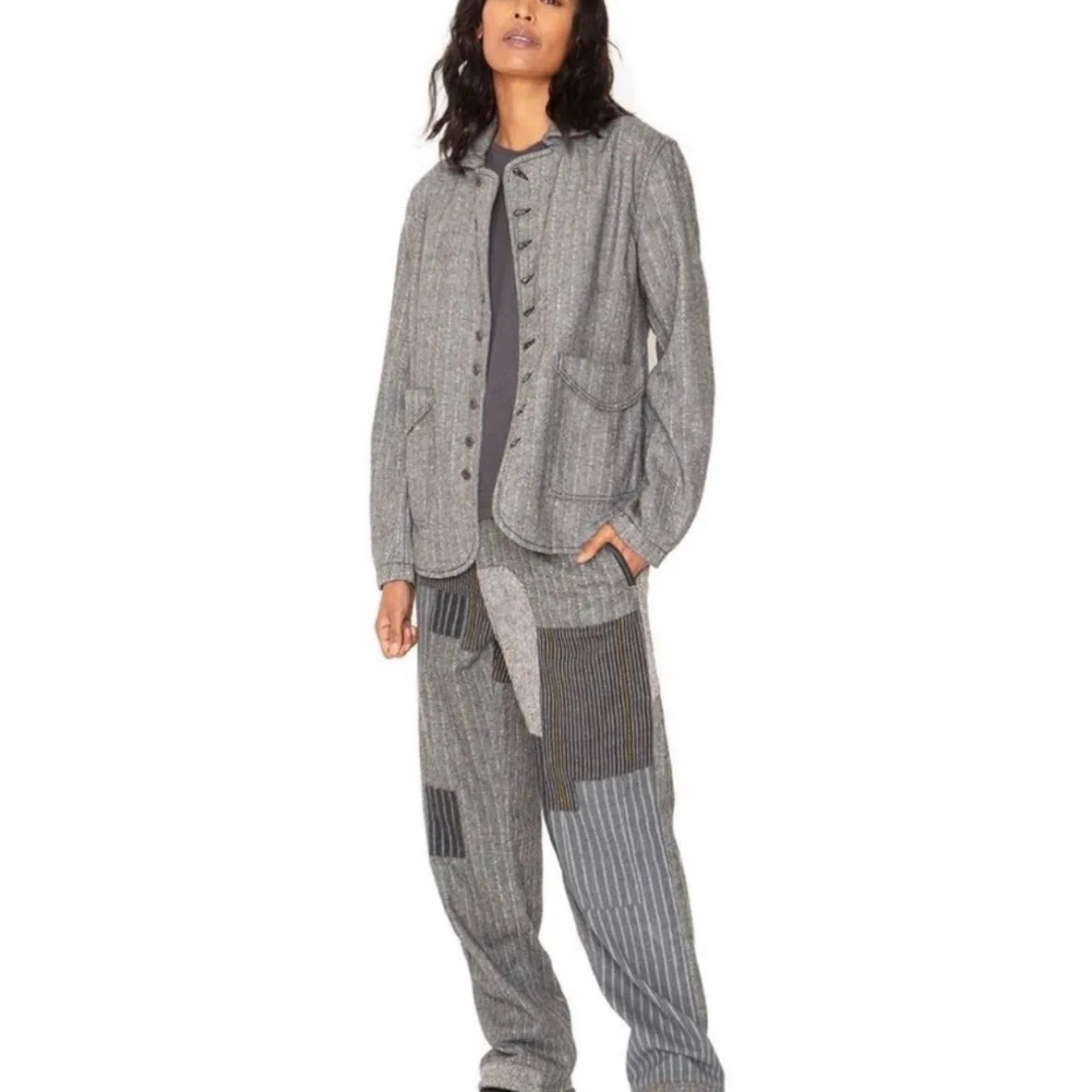 Free People x Sandrine Rose Herringbone Jacket Coat Size S New