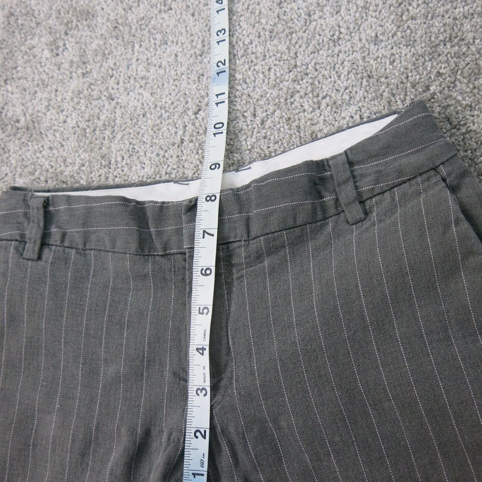 GAP Womens Stretch Striped Straight Leg Dress Pants Mid Rise Charcoal Size 4R