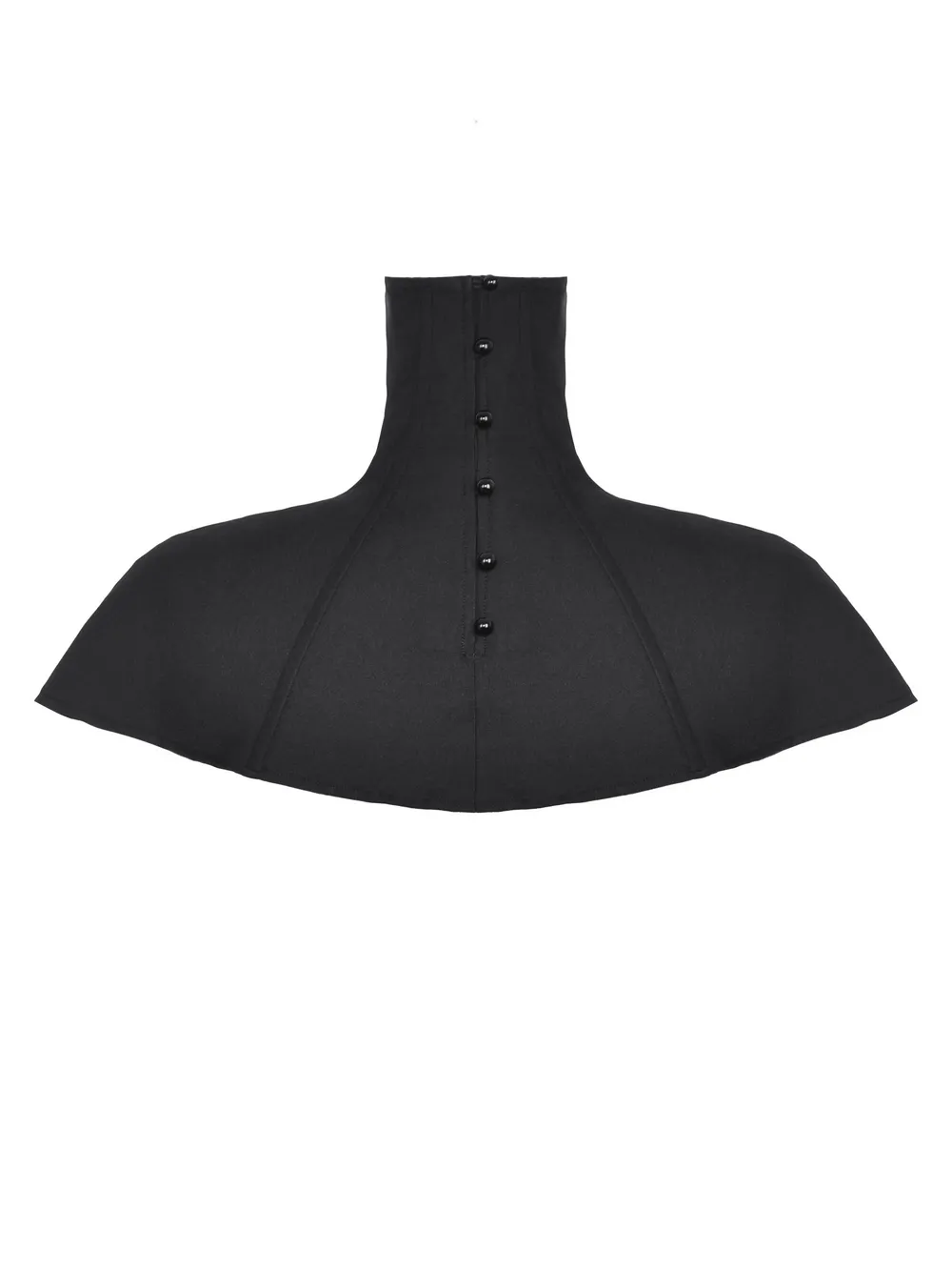 Gothic Black Masked Hooded Cape with Structured Design
