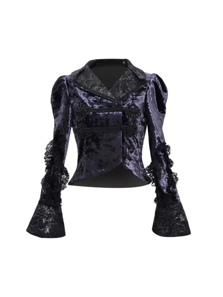 Gothic Velvet Collar Style Jacket European Luna Slim Stand