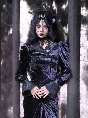 Gothic Velvet Collar Style Jacket European Luna Slim Stand