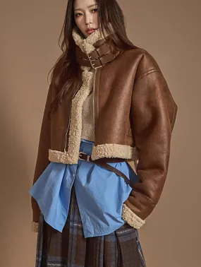 J2485 Turtleneck Shearling Jacket